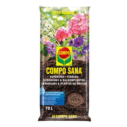 Compo Sana Potgrond Geraniums & Balkonplanten 70L