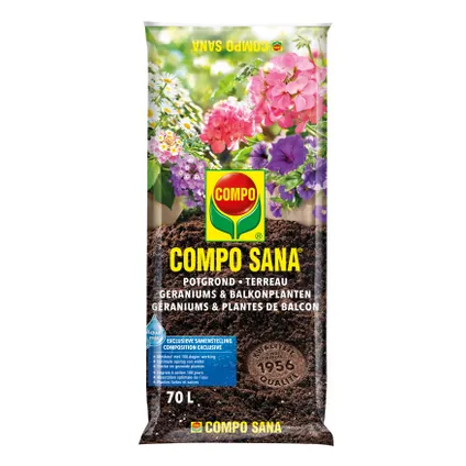 Compo Sana Terreau Géraniums & Plantes de Balcon 70L