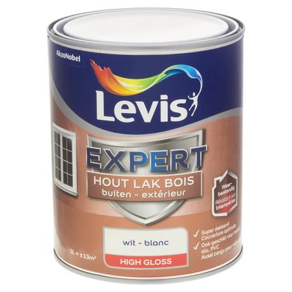 Levis Expert houtlak buiten high gloss wit 1L