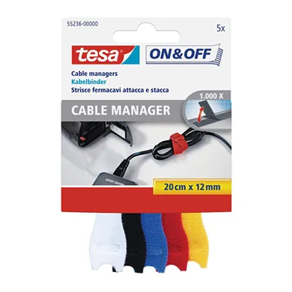 Cable manager Tesa 'On&Off' small 20x120cm