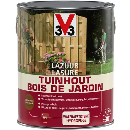 V33 houtbeits Tuinhout donkerbruin mat 2,5L 2