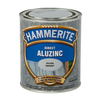Laque métal Hammerite Direct Aluzinc satin argent 750ml