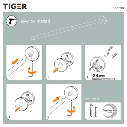 Tiger Boston Porte-serviette téléscopique Acier inoxydable brossé 10