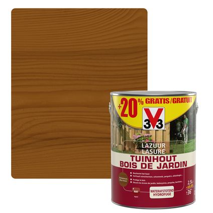 V33 houtbeits Tuinhout donkerbruin mat 2,5L + 20%