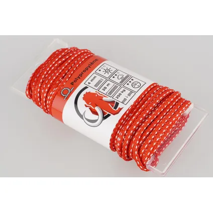 Mamutec touw polypropyleen Paraloc rood-wit 4mm 20m