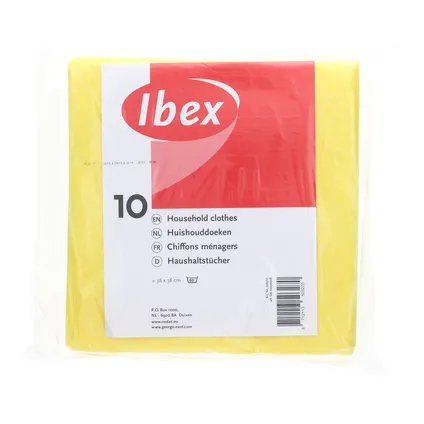 Ibex huishouddoekjes geel 38x38cm - 10 stuks