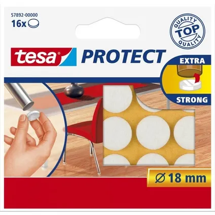 Tesa - Beschermvilt anti-kras ø18mm wit 12st | Blister a 1 stuk