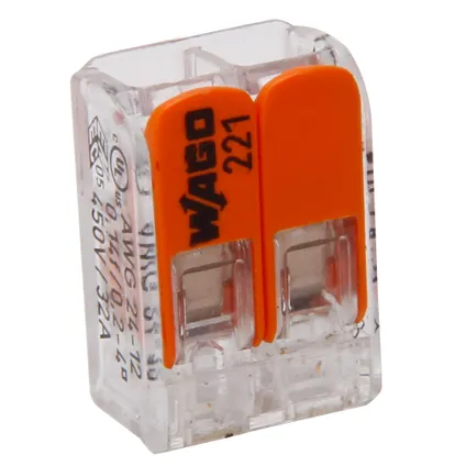 Wago minibornes automatiques à levier 2 entrées 0,2 - 4,0 mm² orange 5 pièces