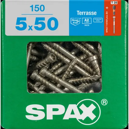 Vis de terrasse Spax A2 inox 50x5mm 150 pièces