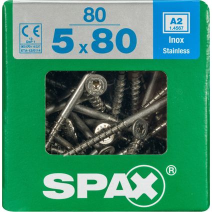 Vis universelle Spax T-Star+ A2 inox 80x5mm 80 pièces