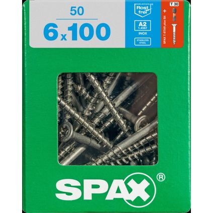 Spax schroef 'T-Star plus A2' RVS 100 x 6 mm - 50 stuks