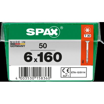 Spax schroef 'T-Star plus' staal geel 160 x 6 mm - 50 stuks