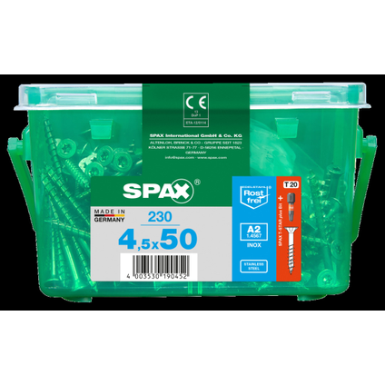 Vis universelle Spax T-Star+ A2 inox 4,5x50mm 230 pièces