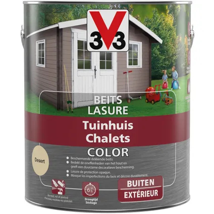 V33 houtbeits tuinhuis Color desert zijdeglans 2,5L 2