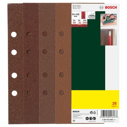Bosch schuurblad set 93x230mm – 25 stuks