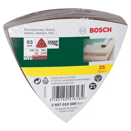 Bosch schuurbladenset Delta 93mm K60, K120, K240 25-delig 2