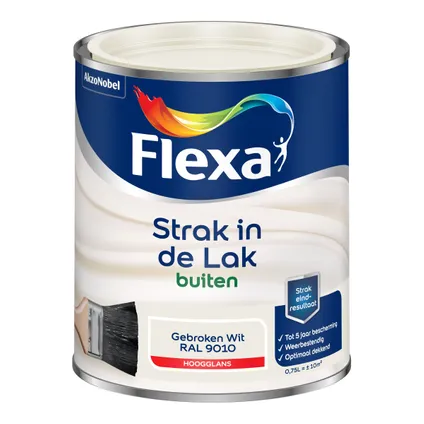FLEXA STRAK IN DE LAK HOOGGLANS GEBROKEN WIT RAL 9010 750 ML