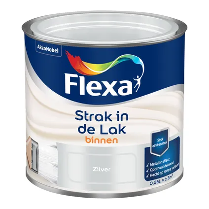 Flexa lak Strak in de Lak zijdeglans aluminium 250ml 3