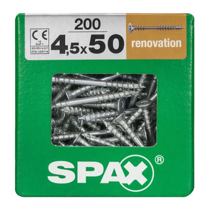 Spax renovatieschroef 50 x 4,5 mm staal - 200 stuks