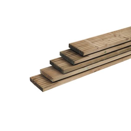 Planche de terrasse antidérapante pin imprégné brun 180x14,5x2,8cm