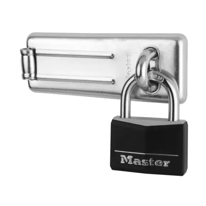 Master Lock set van overval met rechte stang en aluminium, met vinyl bedekt hangslot van 50 mm met sleutels