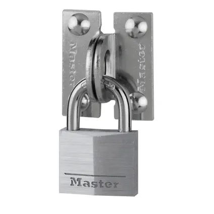 Lot d'œillets Masterlock à angle droit en acier et 1 cadenas à clé en aluminium de 40 mm