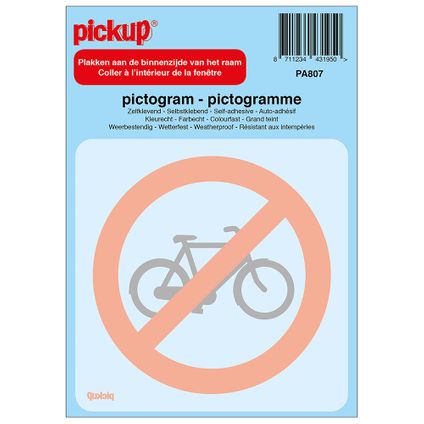 Pickup pictogram 'verboden voor fietsen' 10x10cm