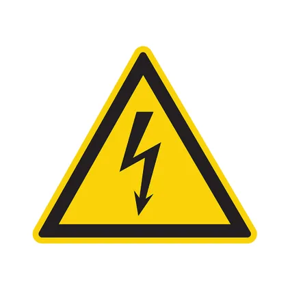 Pickup bord gevaar voor electrische spanning 20x20cm PVC geel