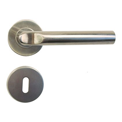 Linea Bertomani deurklinken '8386' met rozetten en sleutelplaten inox -2 stuks