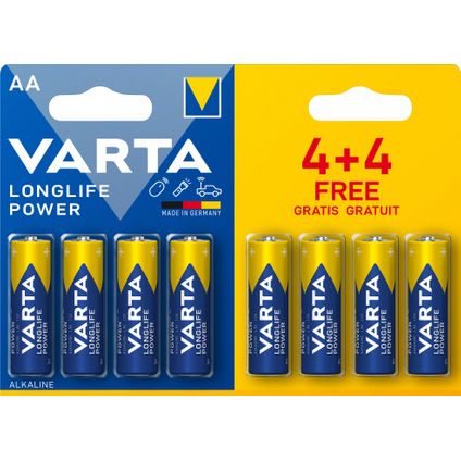 Pile alcaline Varta LongLife Power AA 8 pièces