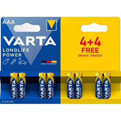 Pile alcaline Varta LongLife Power AAA 8 pièces
