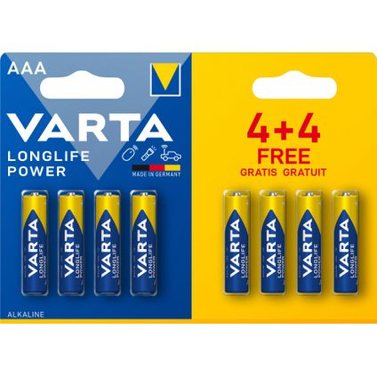 Pile alcaline Varta LongLife Power AAA 8 pièces