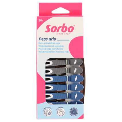 Sorbo wasknijpers plastic met softgrip 24 stuks