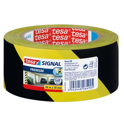 Tesa signalisatietape 'Premium' zwart/geel 66mx60mm