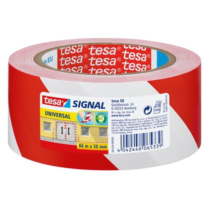 Tesa signalisatietape 'Premium' rood/wit 66mx60mm