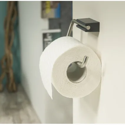 Porte-rouleau de papier toilette Tiger Cliqit acier inoxydable brossé/gris foncé 3