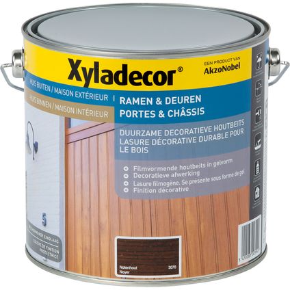 Xyladecor decoratieve houtbeits Ramen & Deuren notenhout zijdeglans 2,5L