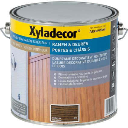 Xyladecor decoratieve houtbeits Ramen & Deuren donkere eik zijdeglans 2,5L