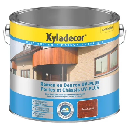 Xyladecor decoratieve houtbeits Ramen & Deuren UV-Plus mahonie zijdeglans 2,5L 3