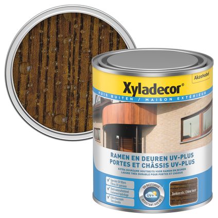 Xyladecor decoratieve houtbeits Ramen & Deuren UV-Plus donkere eik zijdeglans 750ml