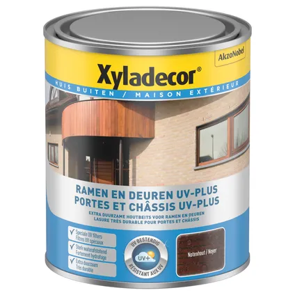 Xyladecor decoratieve houtbeits Ramen & Deuren UV-Plus notenhout zijdeglans 750ml 2