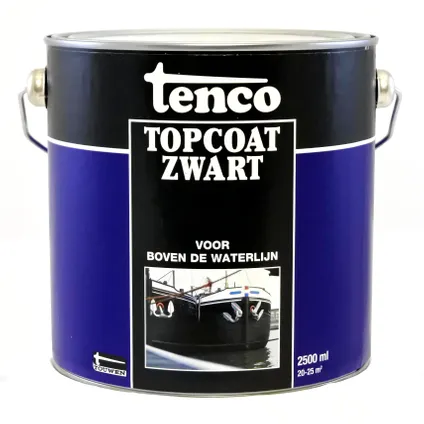 Tenco Topcoat boven de waterlijn zwart 2,5L