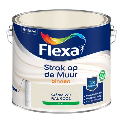 Flexa muurverf Strak op de Muur mat crème wit RAL9001 2,5L 7