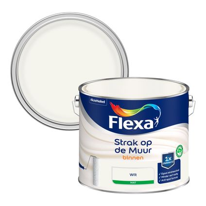 Flexa muurverf Strak op de Muur mat wit 2,5L