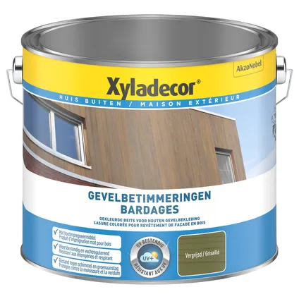 Xyladecor houtbeschermingsproduct gevelbetimmeringen grauwgrijs mat 2,5L 2