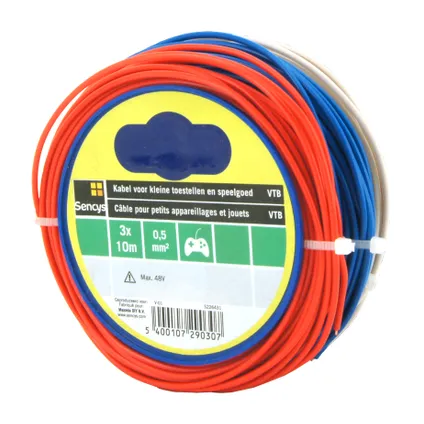 Sencys stroomkabel VTB 10m 1x0,5mm² rood-blauw-wit