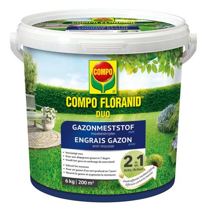 Compo gazonmeststof met mosbestrijder Floranid Duo 6kg 200m²