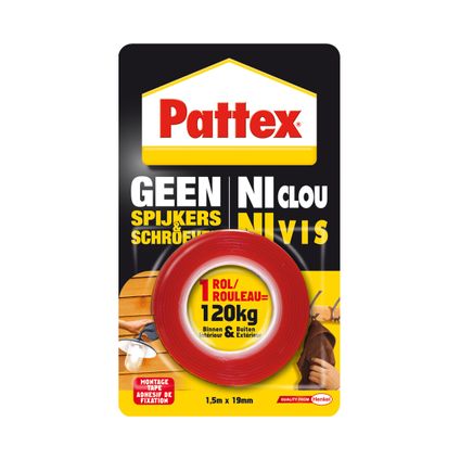 Pattex tape Geen Spijkers & Schroeven 1,5m 120kg binnen/buiten