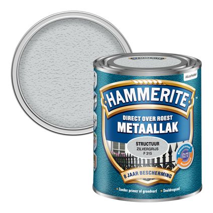 Hammerite metaallak structuur zilver grijs 750ml