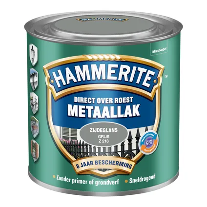 Hammerite metaallak zijdeglans grijs 250ml 2